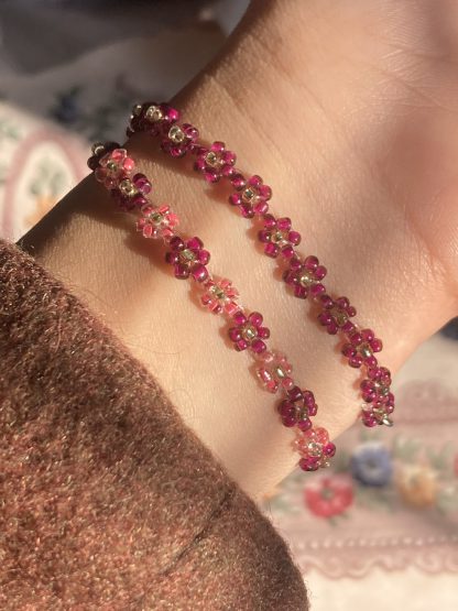 floral bracelet- burgandy