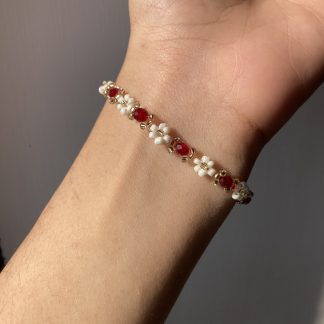 Maroon floral bracelet