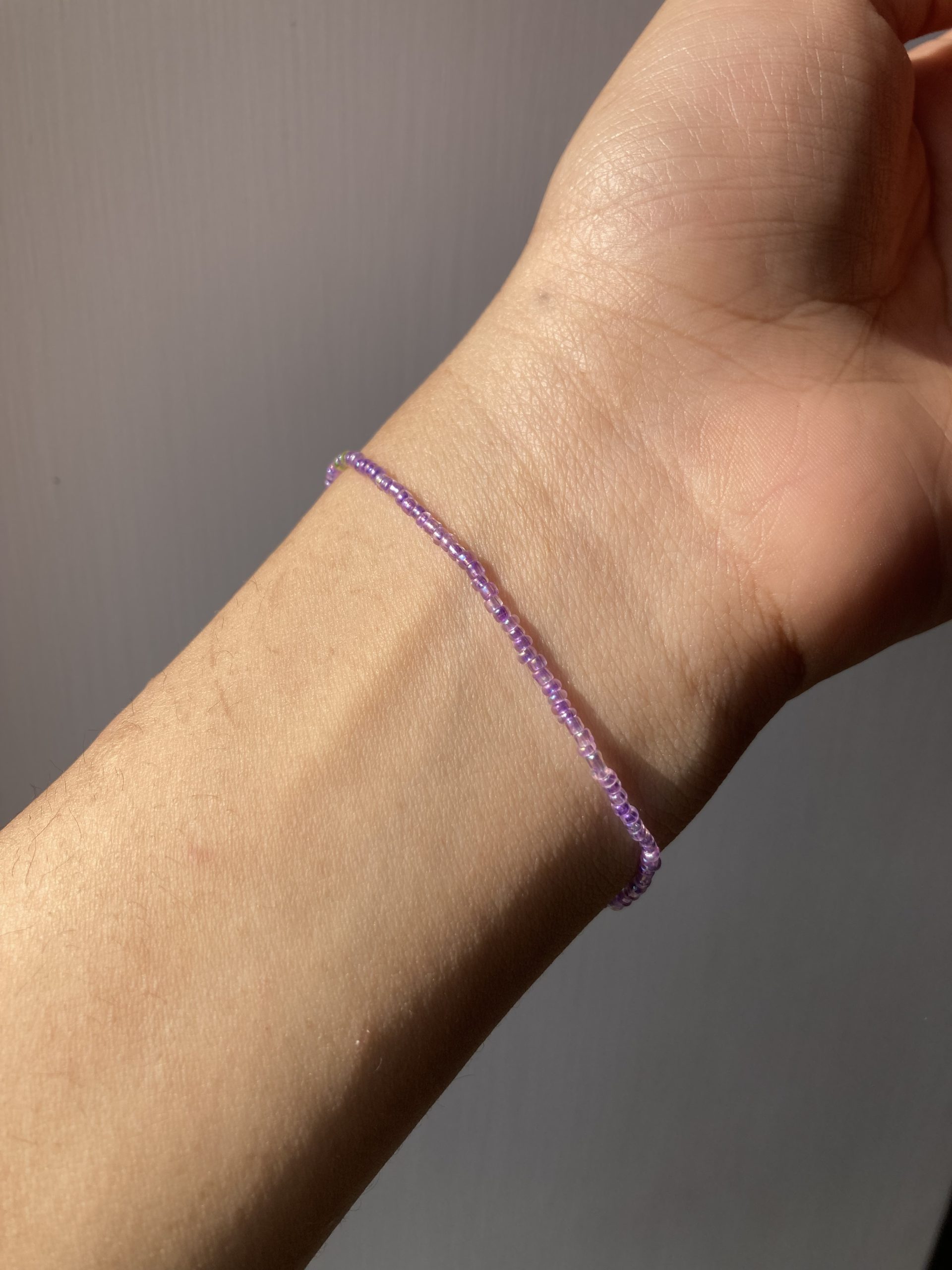 Dainty purple beaded bracelet